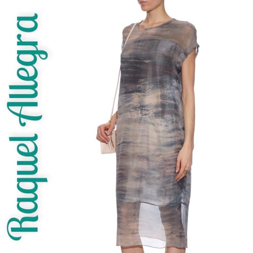 Raquel Allegra Silk Sunset Midi Length Shift Dress, Size‎ 1 (Small)